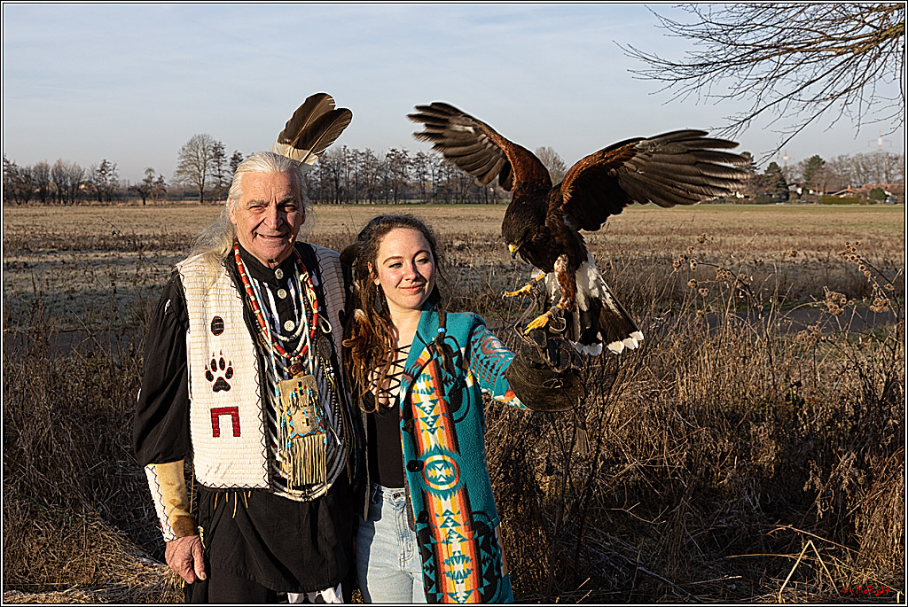 Cheyenne-Halbblut Hunting Wolf in der Falknerei Pierre Schmidt; Gymnich, 09.02.2023